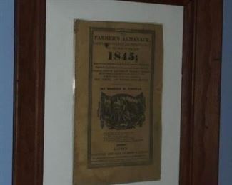 Framed 1845 Farmers Almanac
