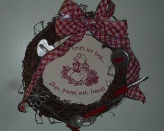 Wreath w/antique kitchen utensils 