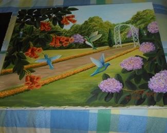 Hummingbird picture oil on canvas