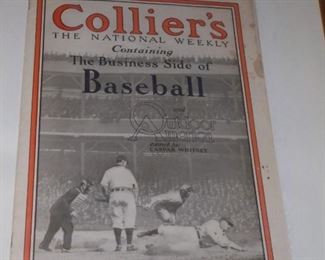 Framed 'Colliers National weekly' magazine Baseball June 12, 1902 - Honus Wagner sliding into home base