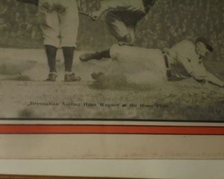 Framed 'Colliers National weekly' magazine Baseball June 12, 1902 - Honus Wagner sliding into home base