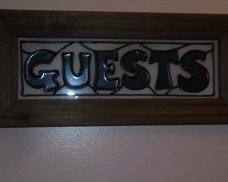 Framed 'Guests' wall hanging