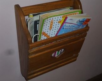 Wood wall mount magazine holder