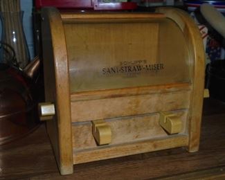 Vintage Schupp's wood straw dispenser