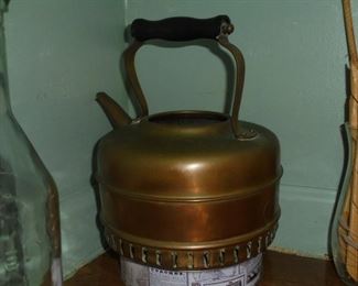Antique copper kettle   England  w/wood handle