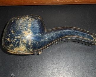 Vintage hand carved pipe w/case German