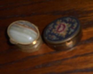 2 brass pill boxes
