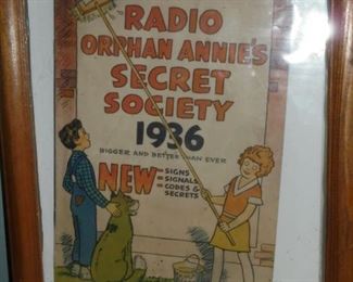 Glass framed paper book 'Radio Orphan Annie's Secret Society 1936'