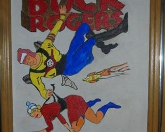 10x14 framed hand painted 'Buck Rogers' picture