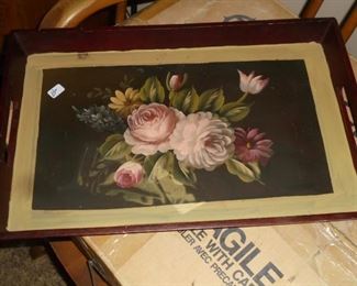 Hand painted flower tray