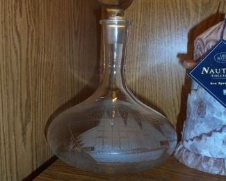 Etched wine decanter