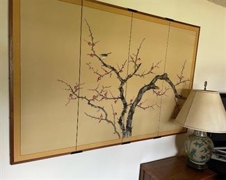 Four Panel Hand Painted Table Screen