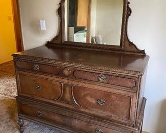 Vintage Dresser with Attached Mirror 