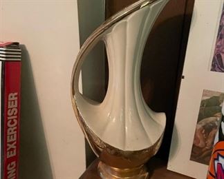 Vintage Porcelain White and Gold Pitcher