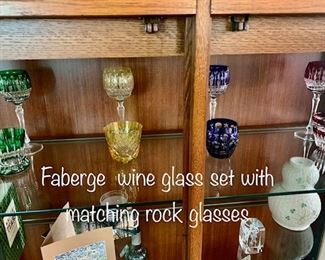 Faberge Wine Glass sets with matching rock glasses