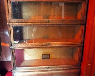 Globe-Wernicke Co Antique Three Tier Barrister Bookcase, Size D-10 1/4, Grade 299, 43" x 34" x 12"