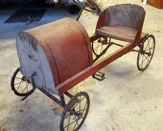 Antique Wood And Metal Pedal Car, With Wire Spoke Wheels, Manufacturer Unknown, 23" x 38" x 16"