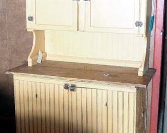 Antique Wood 4 Door Bakers Cabinet, 69" x 48" x 22"