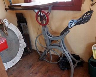 WF&J Barnes Cast Iron Petal Powered Scroll Saw, Rockford IL Pat Feb 1876, 46" x 60" x 19"