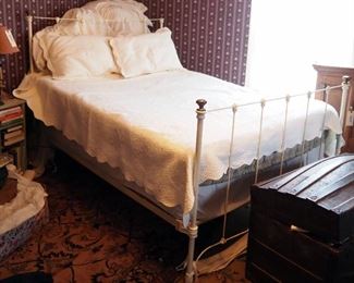 Full Size Cast Iron Bed Frame, Including Headboard, Footboard, Side Rails, Box Springs, Mattress And Bedding