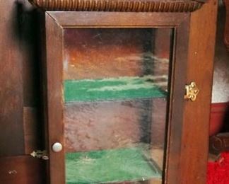 Wood Display Cabinet With Glass Panel Sides And Door, 29" x 13" x 9"