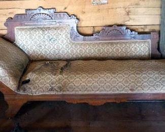 Antique Carved Wood Fainting Couch, 30" x 76" x 24"