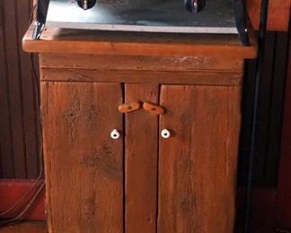 SuperB 2-Burner Propane Stove And Primitive 2-Door Cabinet With Porcelain Knobs, 27" x 22.5" x 13"