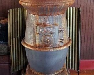 Antique Cast Iron Comet Wood Burning Stove #4, 52" Tall x 21" x 21"