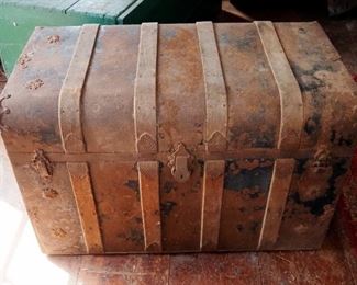 Antique Wood Storage Trunk, 24" x 36" x 20"