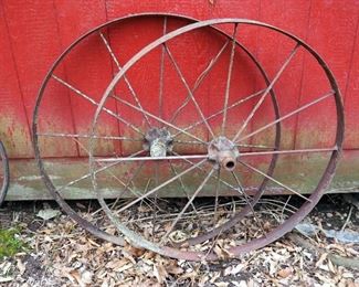 Antiquest Cast-Iron 41" Wagon Wheels, Qty 2