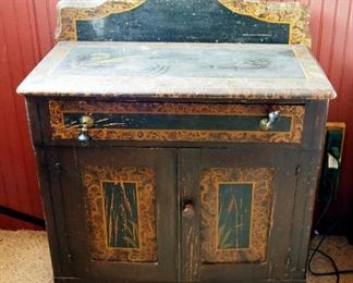 Antique Single Drawer Wash Stand, 38" x 30" x 16"