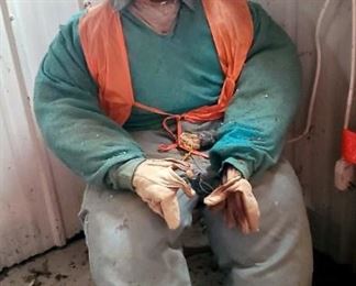 Vintage Soft Bodied Cowboy Mannequin On Turned Leg Chair