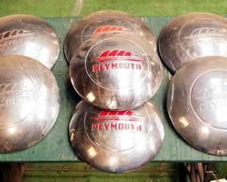 Vintage Chrome Plymouth Hub Caps, Qty 7