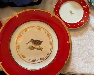 Lynn Chase Winter Game Birds Plates-3 buffet plates, 8 butter plates
