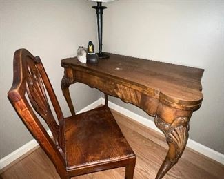 Antique chair and table made by Watertown Slide Furniture Co. 