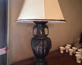 Pair Antique bronze lamps