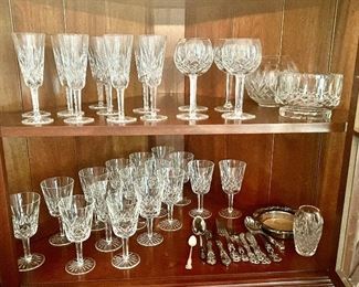Waterford Crystal stemware-Lismore pattern Assorted Waterford bowls and decanters