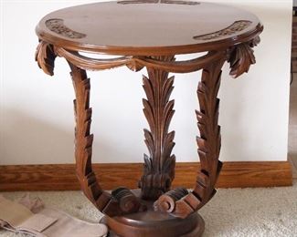 Carved side table ($250)