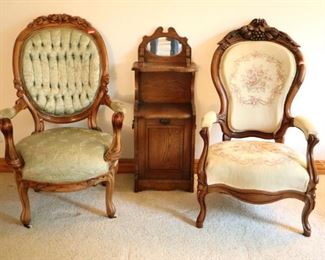 Victorian arm chairs (Left: $225, Right: $275)