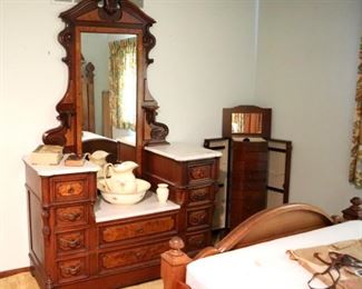 Marble top dresser, 7'7" ($450)