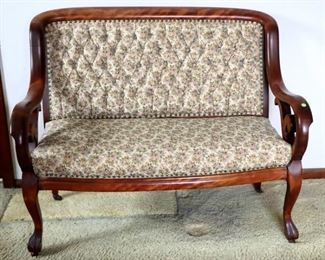 Settee with tufted upholstery ($50)