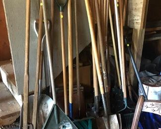 Garden Rakes, Shovels, Post Digger, etc