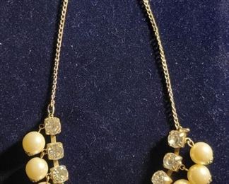 Vintage necklace with rhinestone and pearls