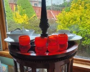 Beautiful round table with glass