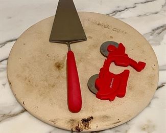 Pizza Stone, Cutter & Server