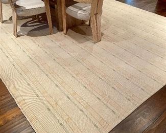 Wool Flat Weave Green and Yellow Stripe Rug - 120" x 200"