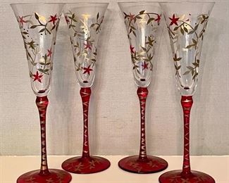 (4) Festive Champagne Glasses