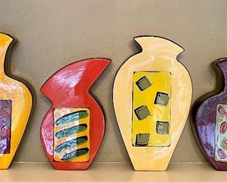 (4) Funky Vases signed by Artist                                                                                   Tallest - 13.5"