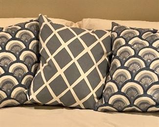 (3) Serena & Lily Down Pillows (blue tones)