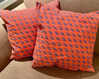 (2) Serena & Lily Down Pillows (red)